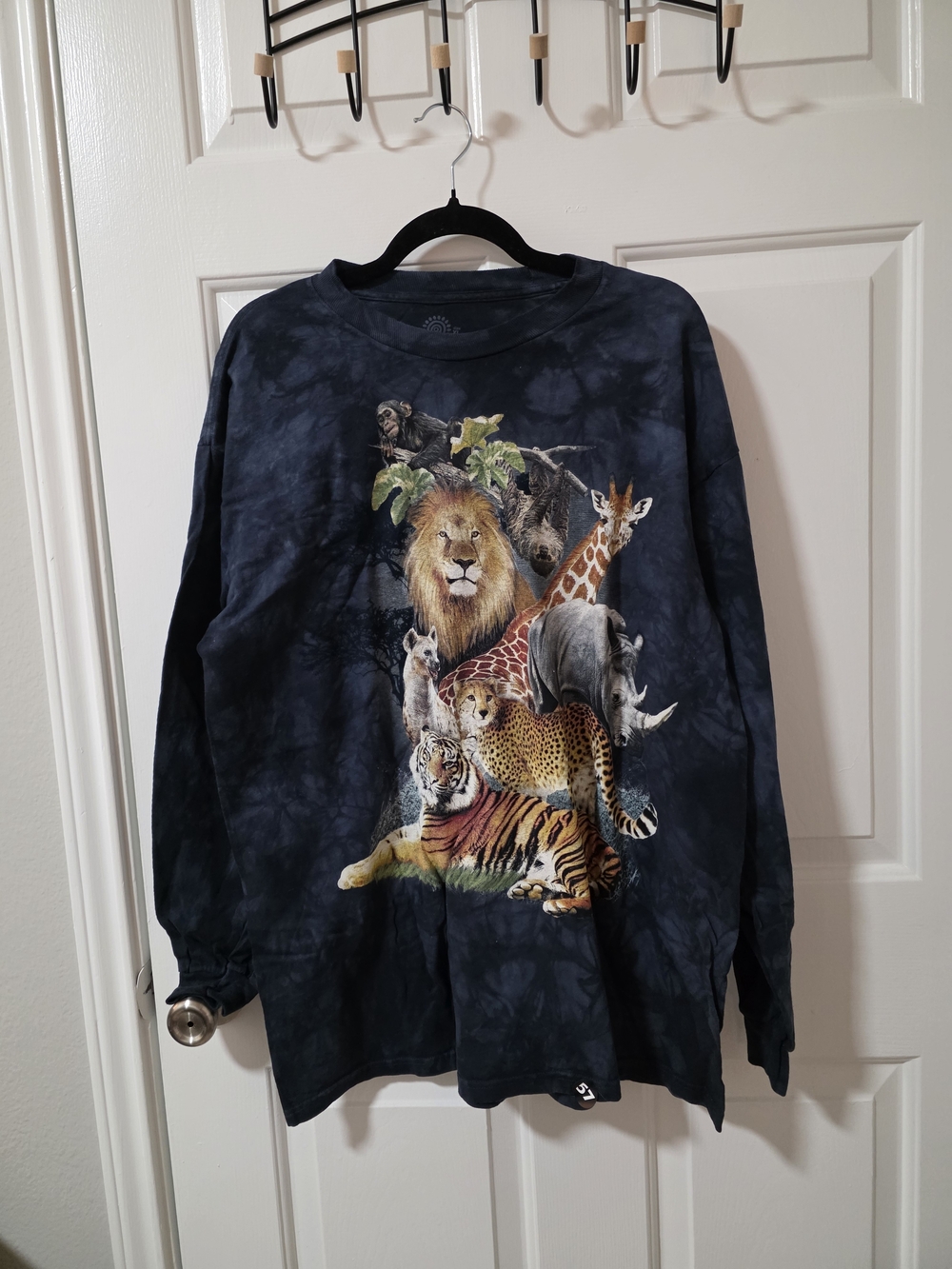 The Mountain Navy Tie-Dye Long Sleeve Animal Collage